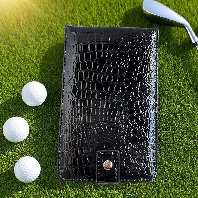 Magnetic Golf Scorecard Holder 3 in 1 - The Ultimate Golf Gift for Men, Magnetic Leather Yardage Book Cover with Secure Back Pocket Fit
