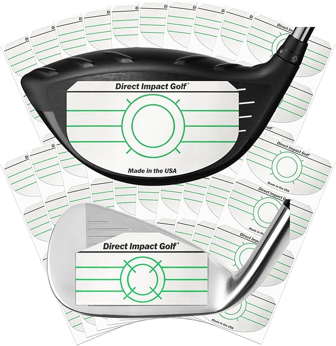 Ultra-Thin Golf Impact Tape by Direct Impact Golf: Combo Pack (100 Driver+100 Iron) Ultra-Thin Golf Impact Tape Labels for Accurate Swing Analysis and Shot Feedback