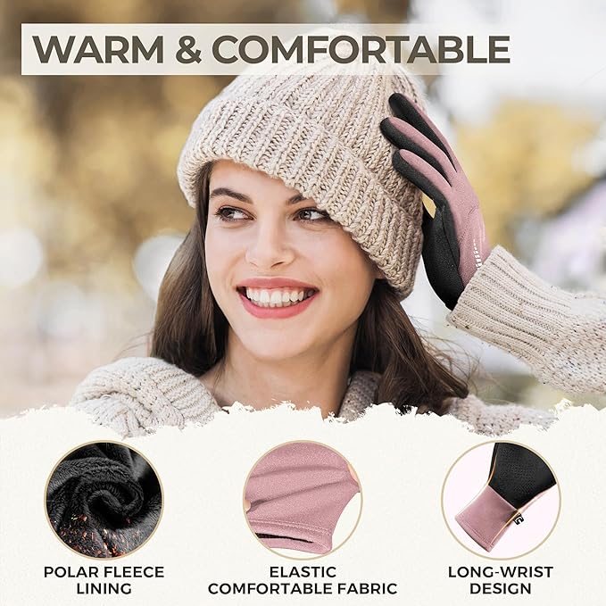SIMARI Winter Gloves for Women, TouchScreen Water-Resistant Warm Thermal Gloves for Cold Weather, Running Hiking Driving