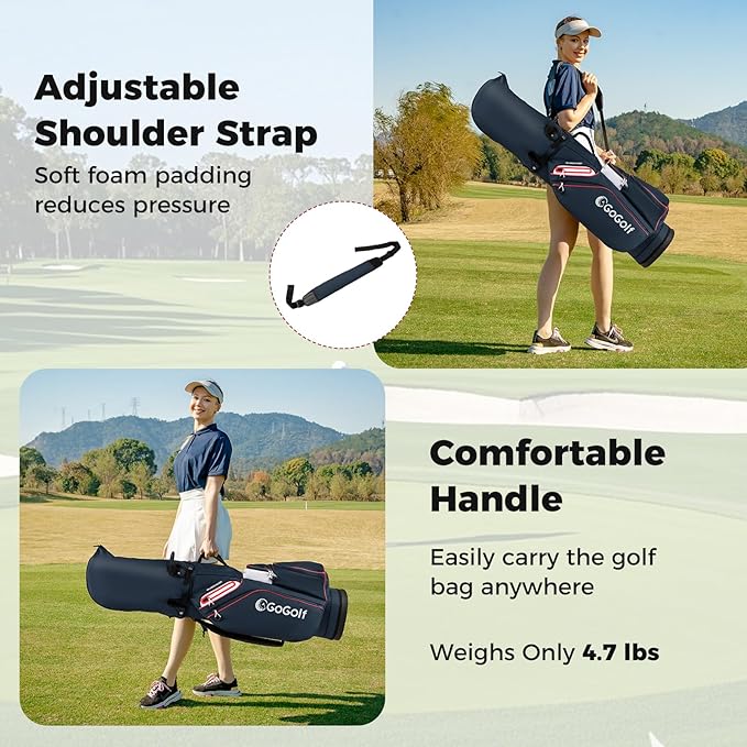 Tangkula Golf Cart Bag, Lightweight Golf Bag with 14-Way Divider Top, Portable Golf Club Organizer Bag with Cooler Pocket, Adjustable Shoulder Strap, Rain Hood & Umbrella Holder for Men & Women