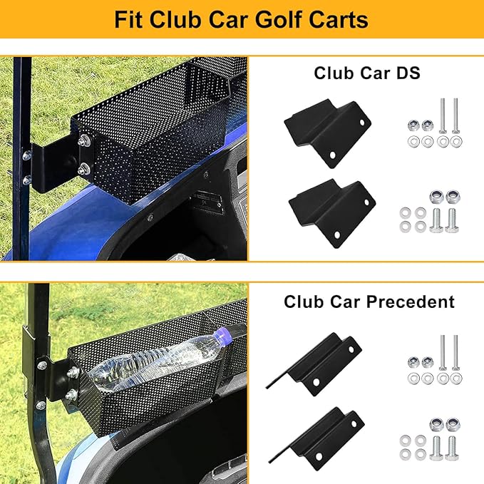 Golf Cart Basket Front Inner Fit EZGO TXT & RXV, Club Car Precedent&DS (2000 up) Golf Carts, Heavy Steel Mesh Durable Golf Cart Storage Tray Dash Organizer