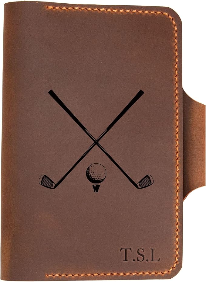 Personalized Leather Golf Scorecard Holder Cover, Handmade Yardage Book Cover Holder With Pencil Holder, Custom Leather Yardage Book Cover Holder, Golf Gift