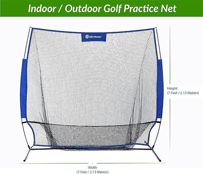 Golf Practice Hitting Net, Indoor Garage or Outdoor Backyard Driving Heavy Duty Mesh Netting for Home Real Pro Golfing Swing Chipping Train, Easy Setup Stable Frame, Portable Golfer Carry Bag