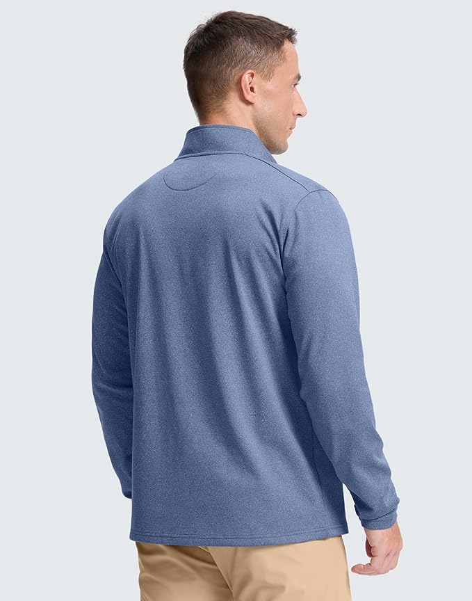 Obla Golf Quarter Zip Pullover Men Fleece Mock Neck Sweatshirt Winter Warm 1/4 Zip Long Sleeve Golf Shirt