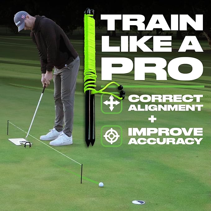Triple Bead Golf Alignment String Line, Putting Aid for Indoor & Outdoor, Golf Putting Trainer, Putting String Line for Golf, Golf Putting Training Aid for Precision, Putting Alignment String