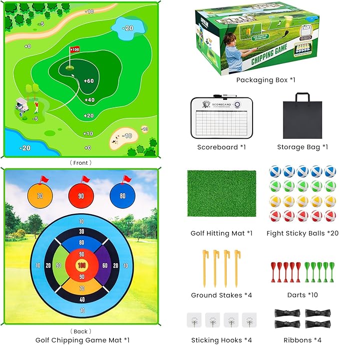 Golf Chipping Practice Mat for Backyard Games, Battle Golf Hitting Mat for Swing Training, Fun Golf Party Game, Perfect for Outdoor Activities
