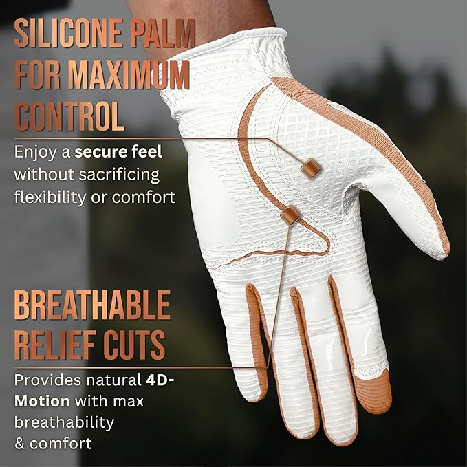 Copper Tech Golf Gloves Men Right Handed Golfer or Left Handed Golfer (2nd Gen) | Copper Compression Joint Support Golf Glove