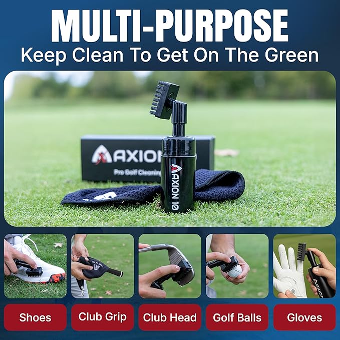 Golf Club Cleaning Brush – Premium Leak-Proof Water Golf Brush with Magnetic Clip & 13″ Towel, Nylon Bristle, Groove Cleaner Golf Club Cleaning Kit – Men’s Golf Accessories for Golfers