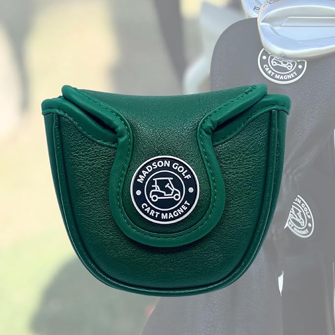 Classic Blade and Mallet Putter Headcovers with Madson Golf Cart Magnet for Secure Positioning and Quick Access, Protective PU Leather Head Covers, Magnetic Golf Accessories