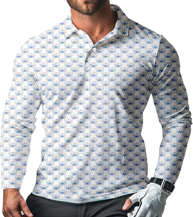 Men's Long Sleeve Golf Shirt Quick Dry 3 Button Work Fishing Outdoor Casual Collar Shirt