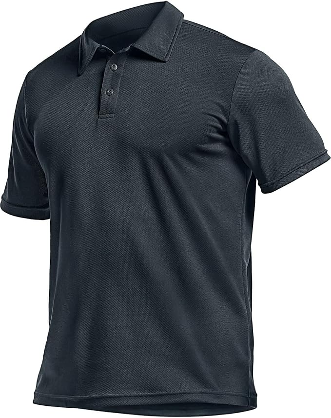 CQR Men's Polo Shirts, Tactical Short Sleeve Golf Performance Shirts, Lightweight Dry Fit UPF 50+ Pique