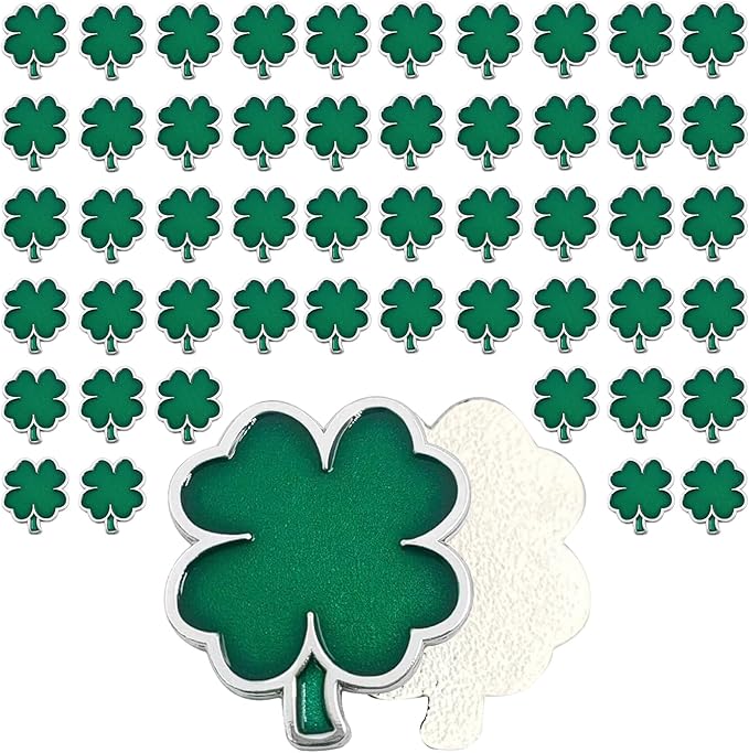 50 Pcs Golf Ball Markers - Four Leaf Clover, Cute Funny Novelty Golf Markers, Golf Accessories Gifts Ball Position Marking Disc for Men Weman Golfers