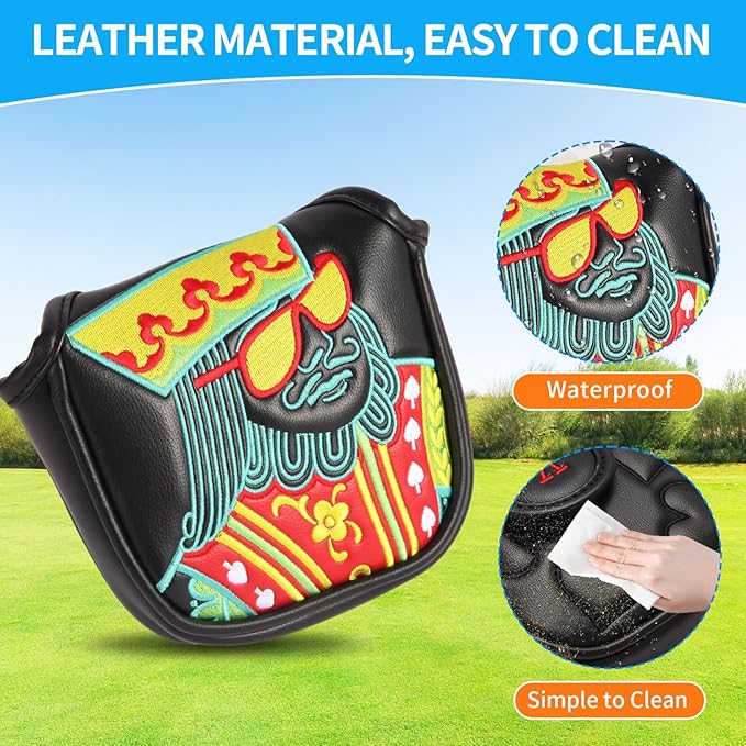 Poker Golf Headcover Golf Club Covers Fairway Wood Cover Headcover with Premium Synthetic Leather Material Embroidery Poker Pattern Fits for All Brand Golf Clubs.
