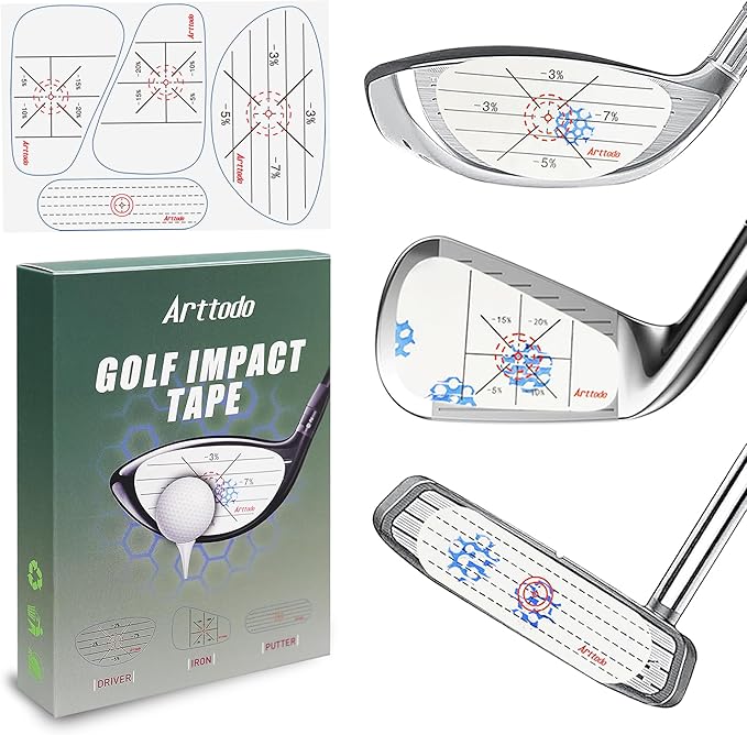 Golf Impact Tape, Golf Club Impact Stickers for Iron, Wood, Putter, Improve Golf Swing Accuracy and Distance, Swing Training Aid Impact Labels