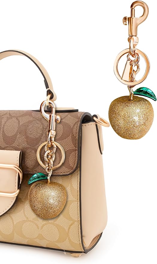 Cherry Bag Charm for Handbag, Big-Apple Strawberry Fruit Bag Charm Cherry Car Accessories KeyChain