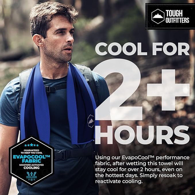Tough Outdoors Cooling Towels for Neck Face - Neck Cooling Towel for Hot Weather Yoga Sports Golf Sweat - Instant Cold Towel