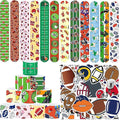 74Pcs Football Theme Party Favors Contain 24 Pcs Slap Bracelets 50Pcs Stickers, Sports Football Theme Birthday Party Decorations,Classroom Rewards Supplies.
