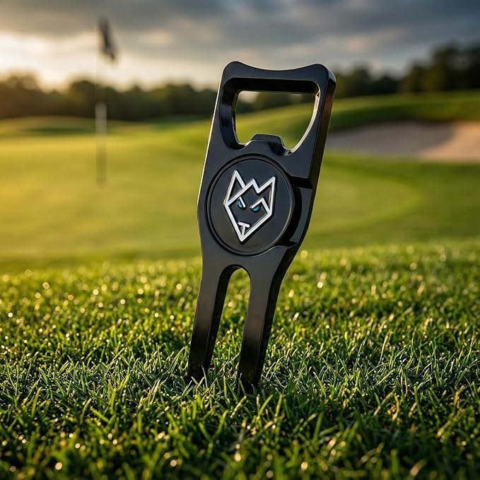 Wolf Golf Towels Divot Repair Tool | 6-in-1 Premium Divot Tool with Ball Marker | Golf Gifts for Men & Women | Golf Accessories for Men & Women