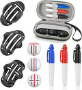 chfine Golf Ball Marker Set with 3 Golf Ball Marker Stencils and 3 Colors Golf Ball Markers, Golf Ball Line Marker Tool with Case, Golf Ball Alignment Marking Tool, Golf Accessories for Men and Women