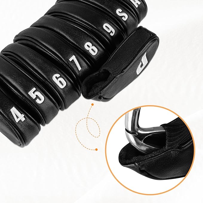 Craftsman Golf 9pcs/Set Iron Headcover Set Protectors Easy on and Off Suitable for Left and Right Golfer