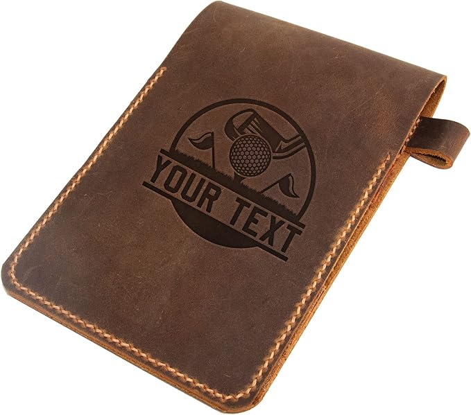 Personalized Golf Scorecard Holder Leather Hand Stitched, Yardage Book Holder, Golfers Gift, Gift for Him, Gift for Dad, Leather Golf Gifts