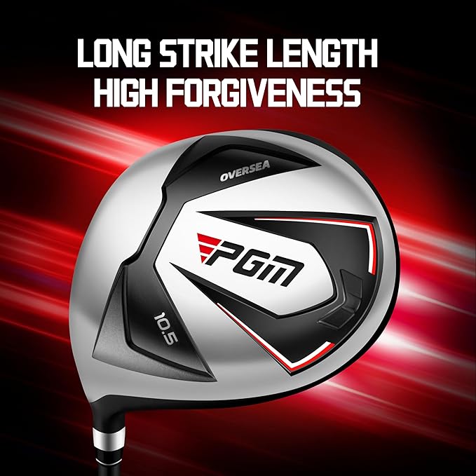 PGM Men's Oversea 9/12 Pieces Complete Golf Club Set with High-Strength Thin Face Design 460cc Driver High Forgiveness Ideal for Beginners