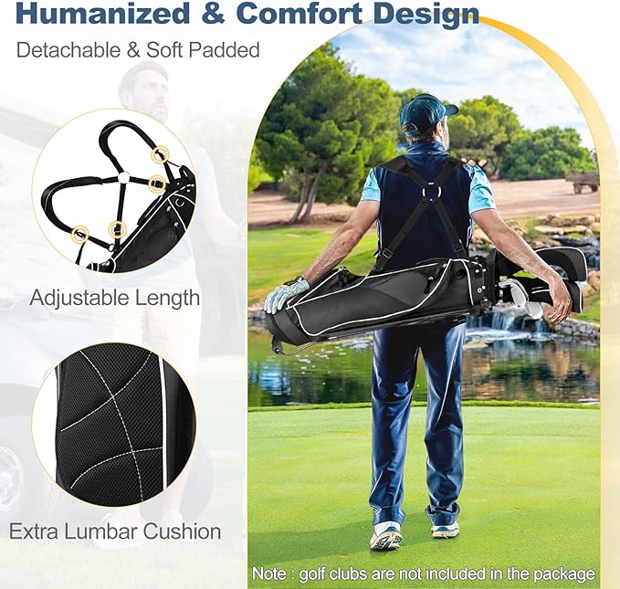 ULTIMATE Golf Stand Bag with 4-Way Top Dividers, Portable Ergonomic Golf Bag with 4 Zippered Pockets, Cooler Bag, Rain Hood and Dual Strap System, 3.5 LBS Lightweight for Men&Women
