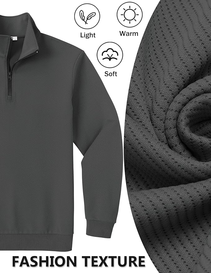 COOFANDY Mens Quarter Zip Pullover Sweatshirts Lightweight Long Sleeve Mock Neck Sweater Polo
