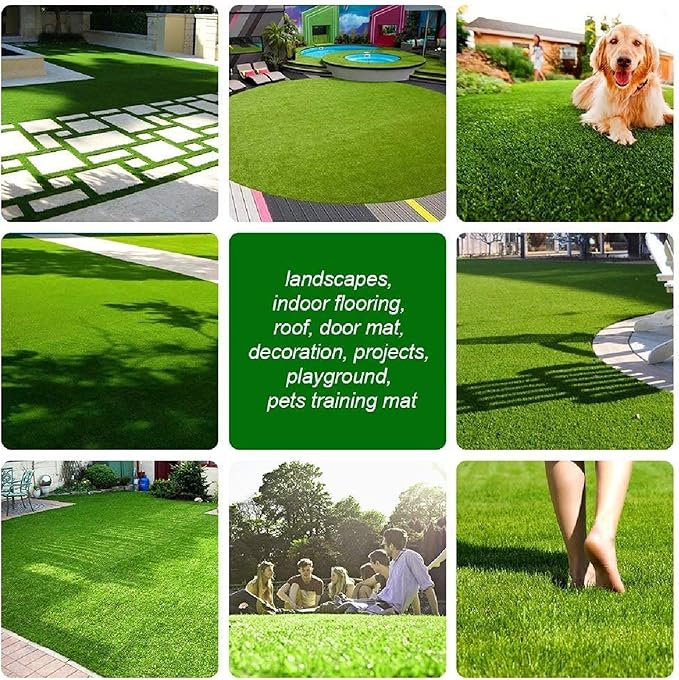 Artificial Grass Turf, 12ft x 33ft (396 ft²) Indoor Outdoor Fake Astroturf Rug Carpet Mat for Balcony Decor Backyard Patio Backdrop Fence Wall Decorations Dogs