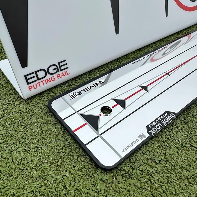 EyeLine Golf Quick Look Mirror and 70 Degree Edge Putting Rail – Compact Golf Training Aid for Putting Stroke with Slight Arc – Use on Indoor Greens or Outdoors