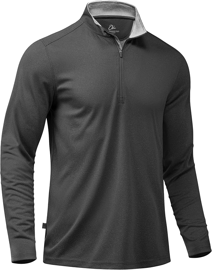 Obla Golf Quarter Zip Pullover for Men Mock Neck Sweatshirt Lightweight Sun Protection Men's Long Sleeve Golf Shirt
