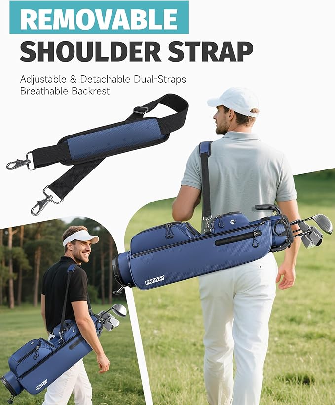 Findway Small Golf Bag Lightweight Pitch and Putt Golf Bag with Stand, Adjustable Dual Straps, Golf Stand Bag for Extra Storage in a Smaller Size, Golf Gifts for Men and Women