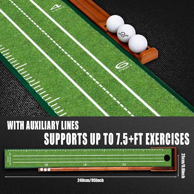 Putting Green Indoor,Golf Putting Mat with Auto Ball Return,Premium Crystal Velvet Surface, Practice Putting mat, Perfect Training Aid & Gift for Golf Lovers Christmas