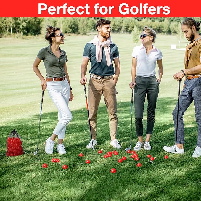 80 Pack Practice Golf Balls Limited Flight 42 mm Golf Training Airflow Hollow Plastic Ball for Women Men Indoor Outdoor Driving Range Swing Practice Home