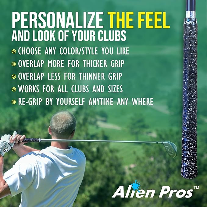 Alien Pros Golf Grip Wrapping Tapes - Innovative Golf Club Grip Solution - Enjoy a Fresh New Grip Feel in Less Than 1 Minute