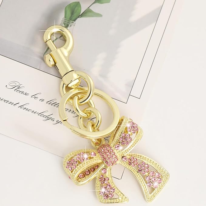 Heart Bag Charm,Cute Bowknot Bag Charm Keyring Heart Keychain Bag Accessories for Women