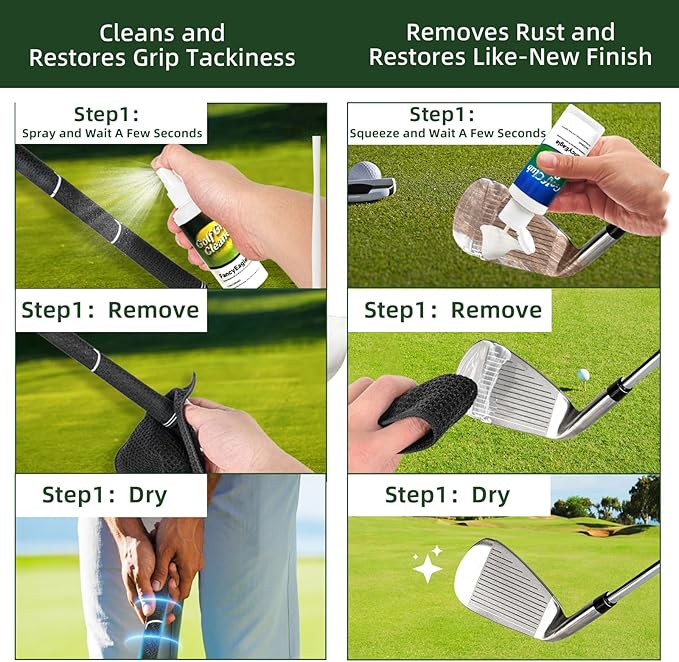 Golf Club Care Kit - Clean, Polish and Restore Irons, Drivers, Putters -Remove Rust, Scratches & Restore Tackiness