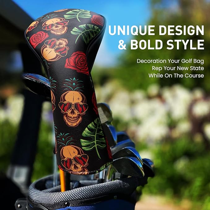 FINGER TEN Golf Club Head Covers for Woods Driver Fairway Hybrid with Interchangeable Number Tag 1 3 5 Premium Leather Headcovers for Women Men