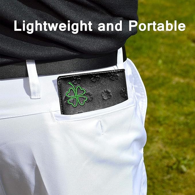 FINGER TEN Golf Scorecard Holder with 2 Free Pencils Value Pack, Premium Leather Yardage Books Cover Weatherproof, Lightweight Portable Score Tracking Accessories for Men Women