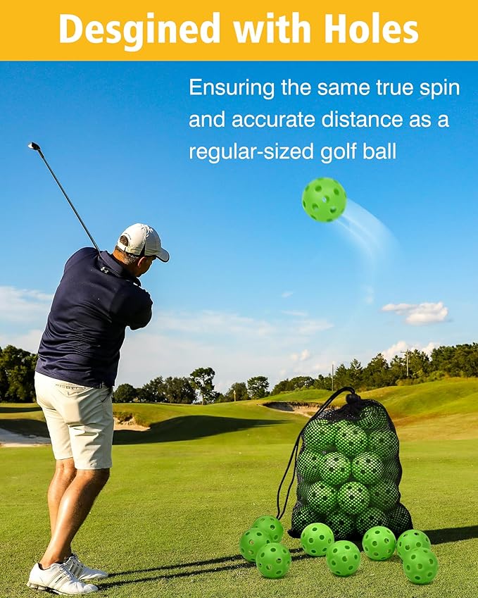35 Pack Practice Golf Balls Limited Flight Plastic Golf Balls 42mm Practice Golf Balls for Backyard Golf Training Balls for Swing Practice, Airflow Hollow (Multiple Colors)