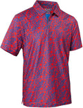 Mens Golf Shirts Quick Dry Moisture Wicking Casual Short Sleeve Performance Athletic Print Collared Stylish Men Polo Shirt