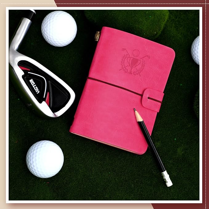 Yexiya Golf Scorecard Book with Pencil Leather Golf Journal Scorecard Holder Accessories Notebook Log Book Pocket Scorebook Gifts for Men Golfers, Sports and Outdoor Club Accessories
