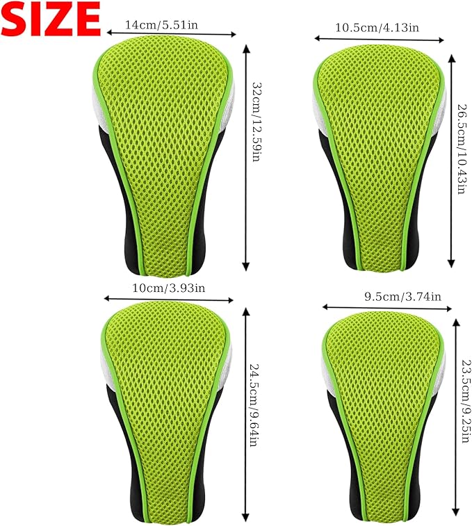 Andux 4pcs/Pack Mesh Golf 460cc Driver Fairway Wood Club Head Covers with Interchangeable No. Tags