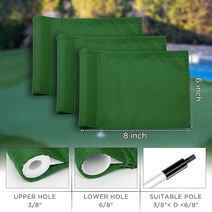 KINGTOP Solid Golf Flag All 8x6 Inch - 420D Nylon, Tube Inserted - Mini Putting Green Flags for Backyard Practice