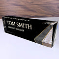 Artblox Office Desk Name Plate Personalized | Custom Name Plates For Desks | Abstract Shapes Design On Clear Acrylic Glass | Cute Office Desk Accessories Customized Gifts - (8" x 2.5")
