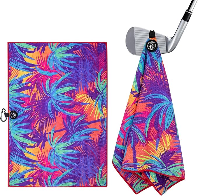 montela golf Towel Magnetic Golf Towel for Golf Bags with Clip for Men & Women，Microfiber Fabric Waffle Pattern Golf Towels for Strong Hold to Golf Carts or Clubs (Colorful)