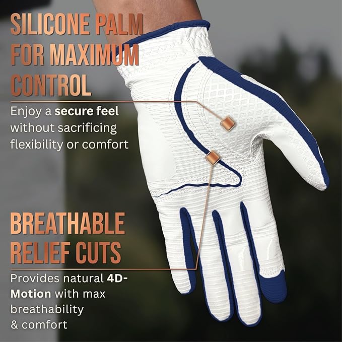 Copper Tech Golf Gloves Men Right Handed Golfer or Left Handed Golfer (2nd Gen) | Copper Compression Joint Support Golf Glove