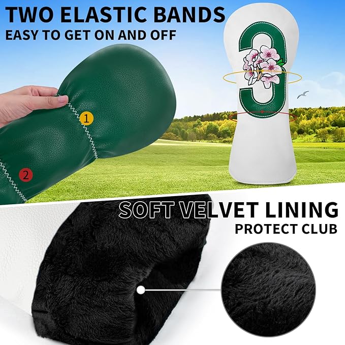 Premium Golf Club Head Cover - Fits Most Clubs, Heavy-Duty Construction, Protects Against Scratches and Damage, Specifically Designed for Hybrid and Fairway Woods.
