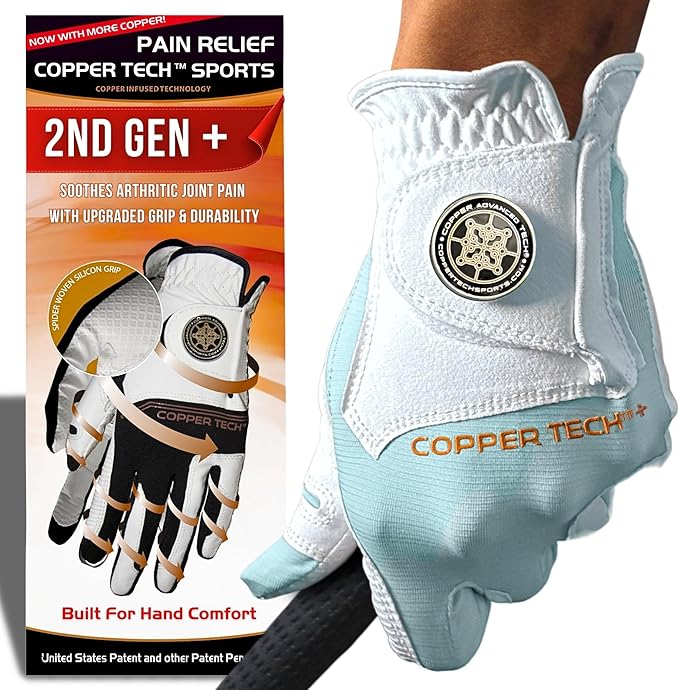 Copper Tech Golf Gloves Men Right Handed Golfer or Left Handed Golfer (2nd Gen) | Copper Compression Joint Support Golf Glove