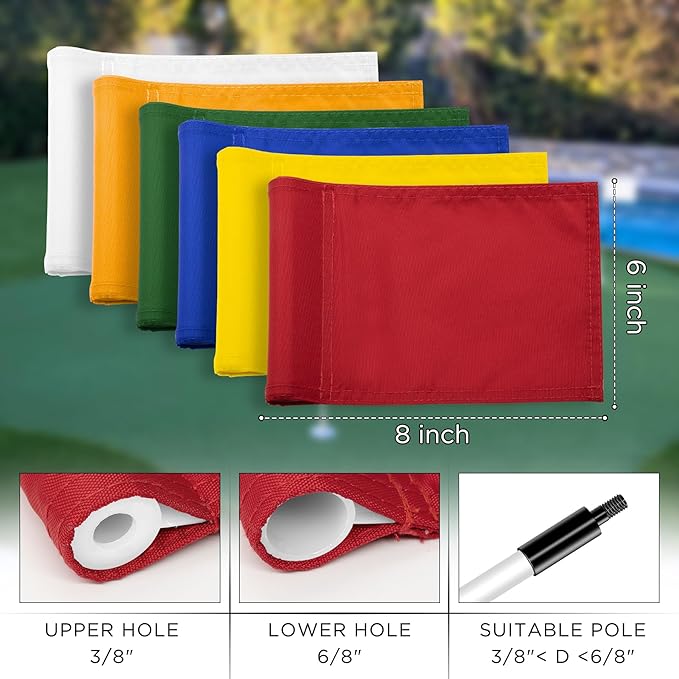 KINGTOP Solid Golf Flag All 8x6 Inch - 420D Nylon, Tube Inserted - Mini Putting Green Flags for Backyard Practice